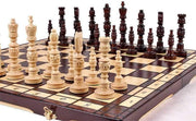 Large 23" Wooden Chess Set Handmade Foldable Board with Carved Pieces