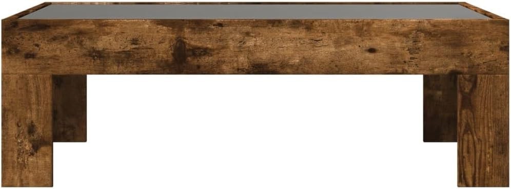 LED Infinity Mirror Coffee Table Smoked Oak – Modern RGB Lights 50D x 70W x 30H
