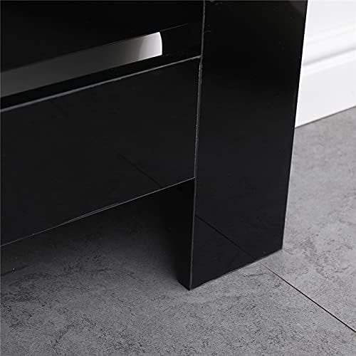 High Gloss Black Radiator Cover Cabinet 78x19x82cm Modern Slat Design