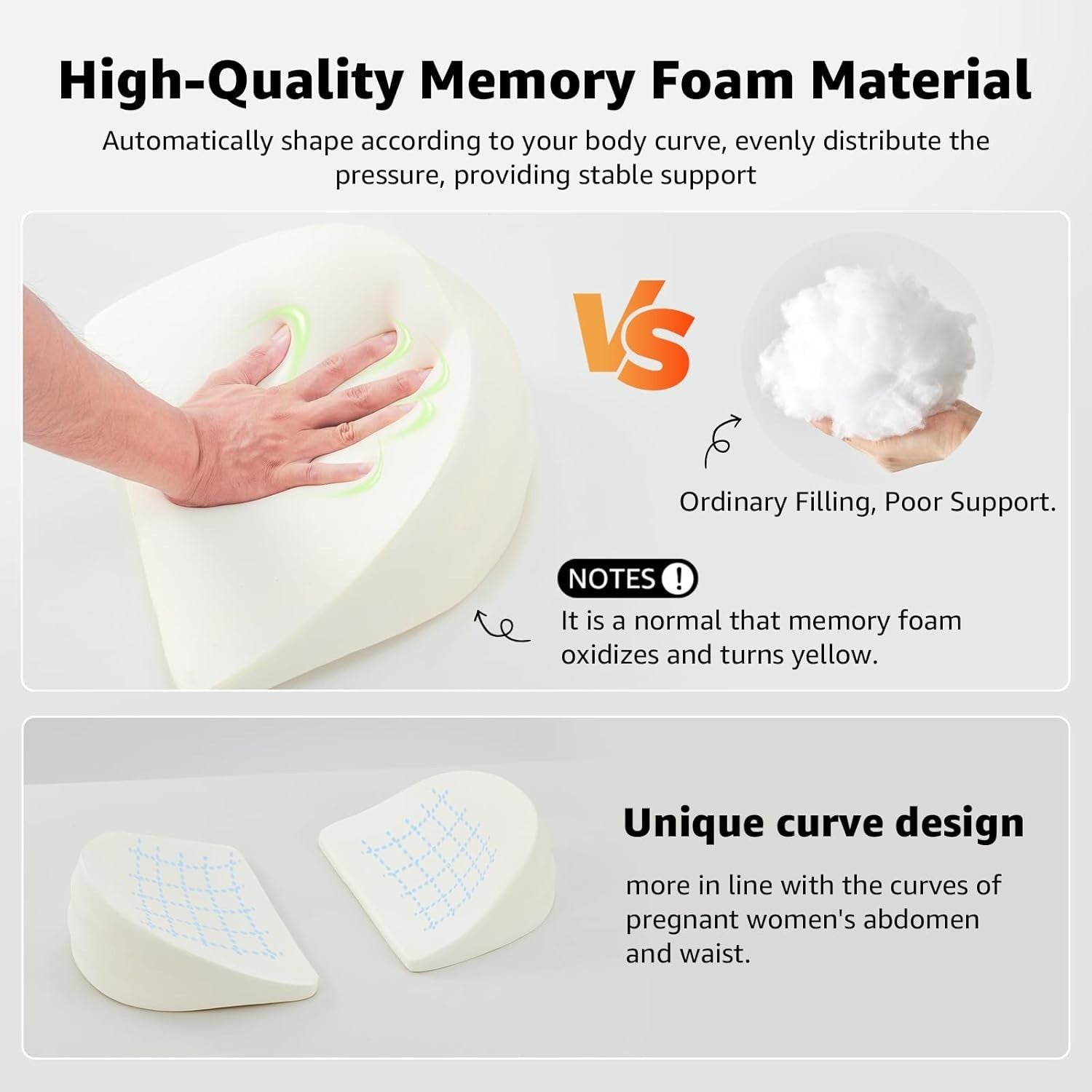 Pregnancy Pillow Memory Foam Maternity Wedge Belly Back Hip Support