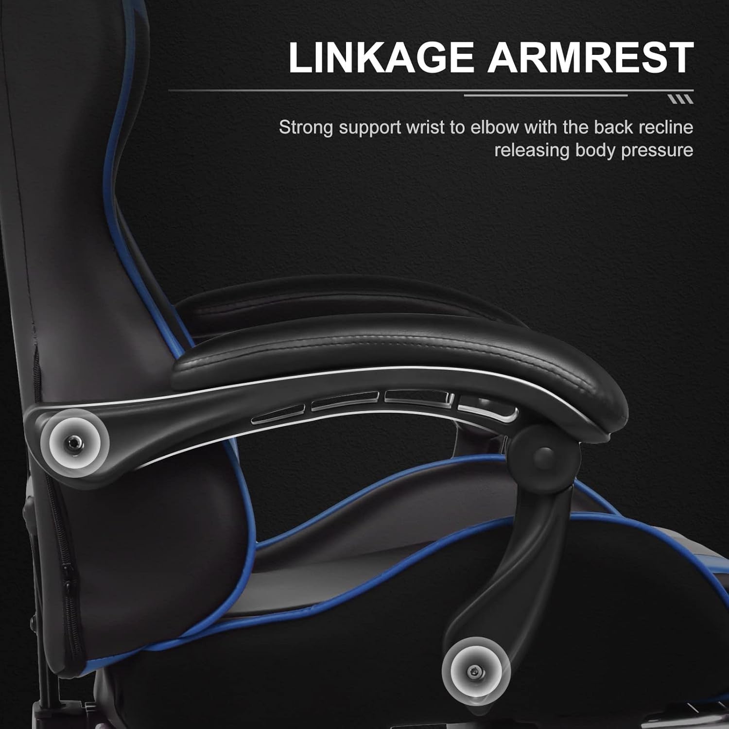 Massage Gaming Chair Reclining Ergonomic Office Chair w Footrest Blue