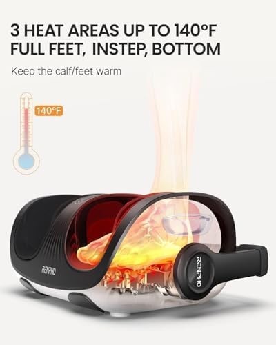 Heated Foot & Calf Massager Machine Deep Kneading Remote Control
