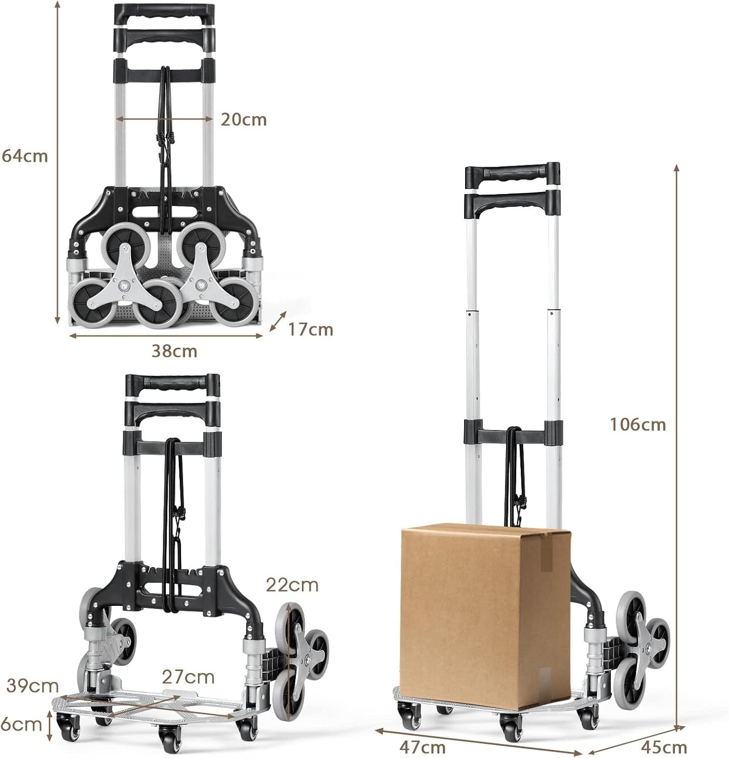 10 Wheel Folding Stair Climbing Sack Truck Aluminium 80kg Handle Cart