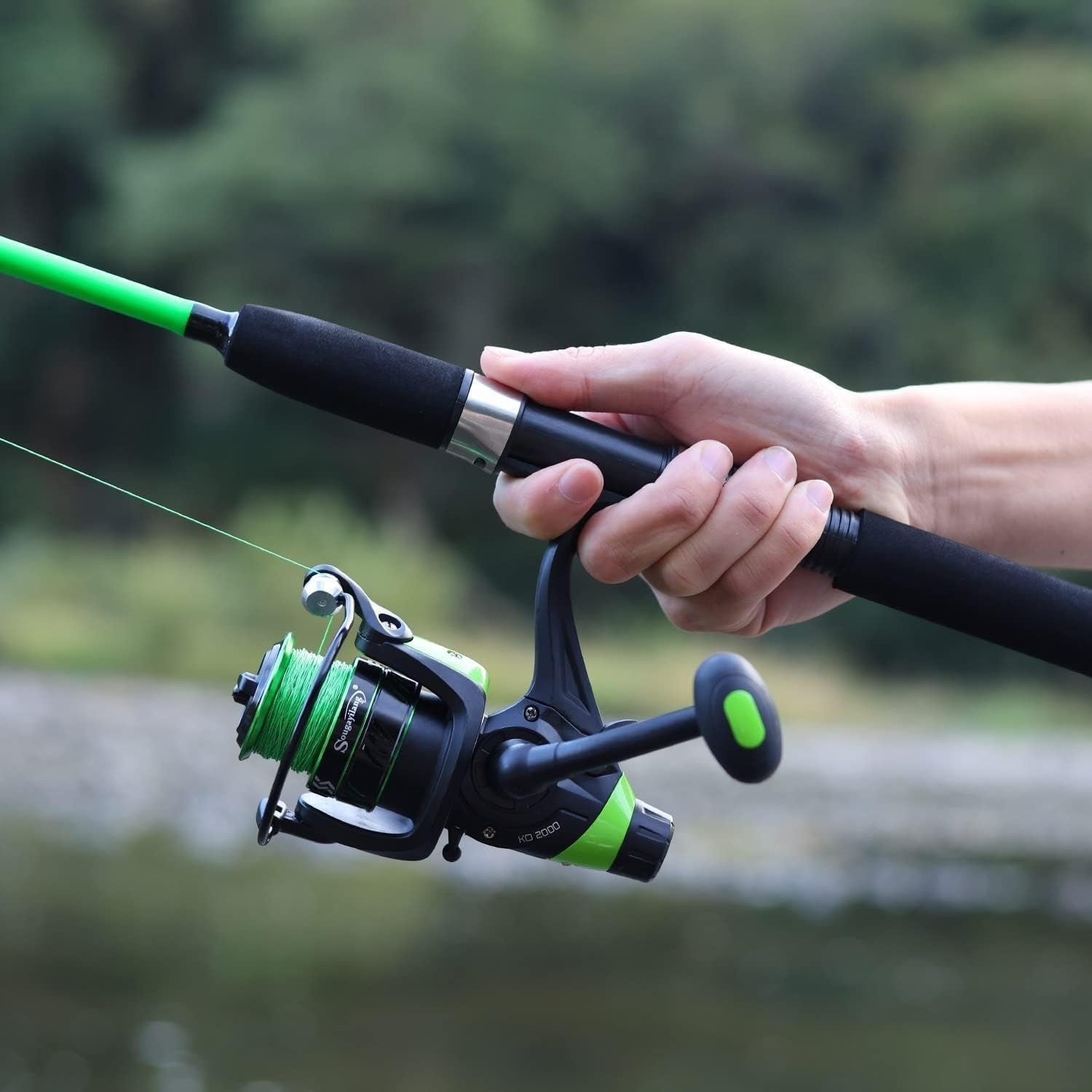 2.1M Graphite Spinning Fishing Rod Reel Combo Travel Kit 18LB Drag
