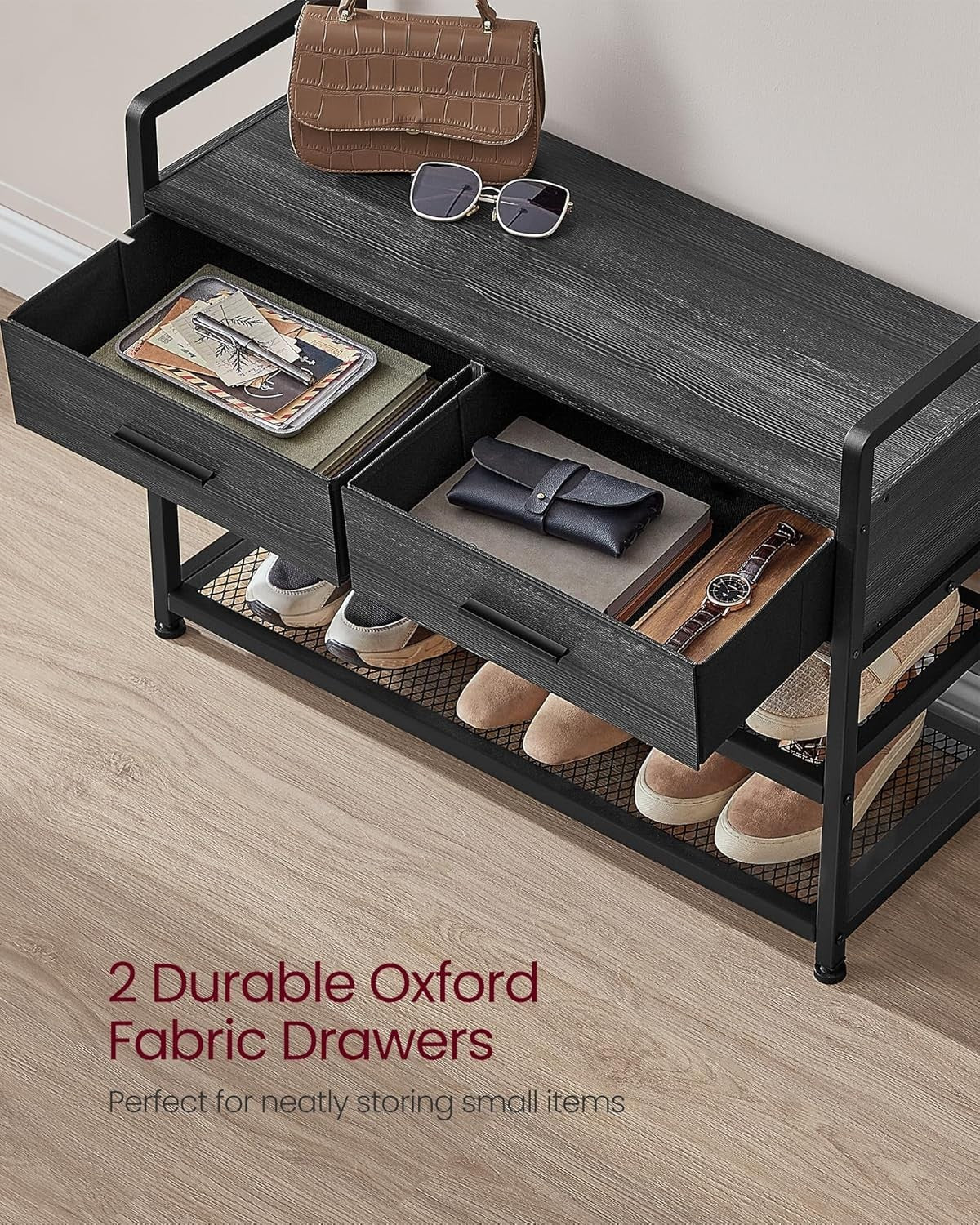 Grey Hall Tree Coat Rack with Bench & Shoe Storage 80x30x181cm