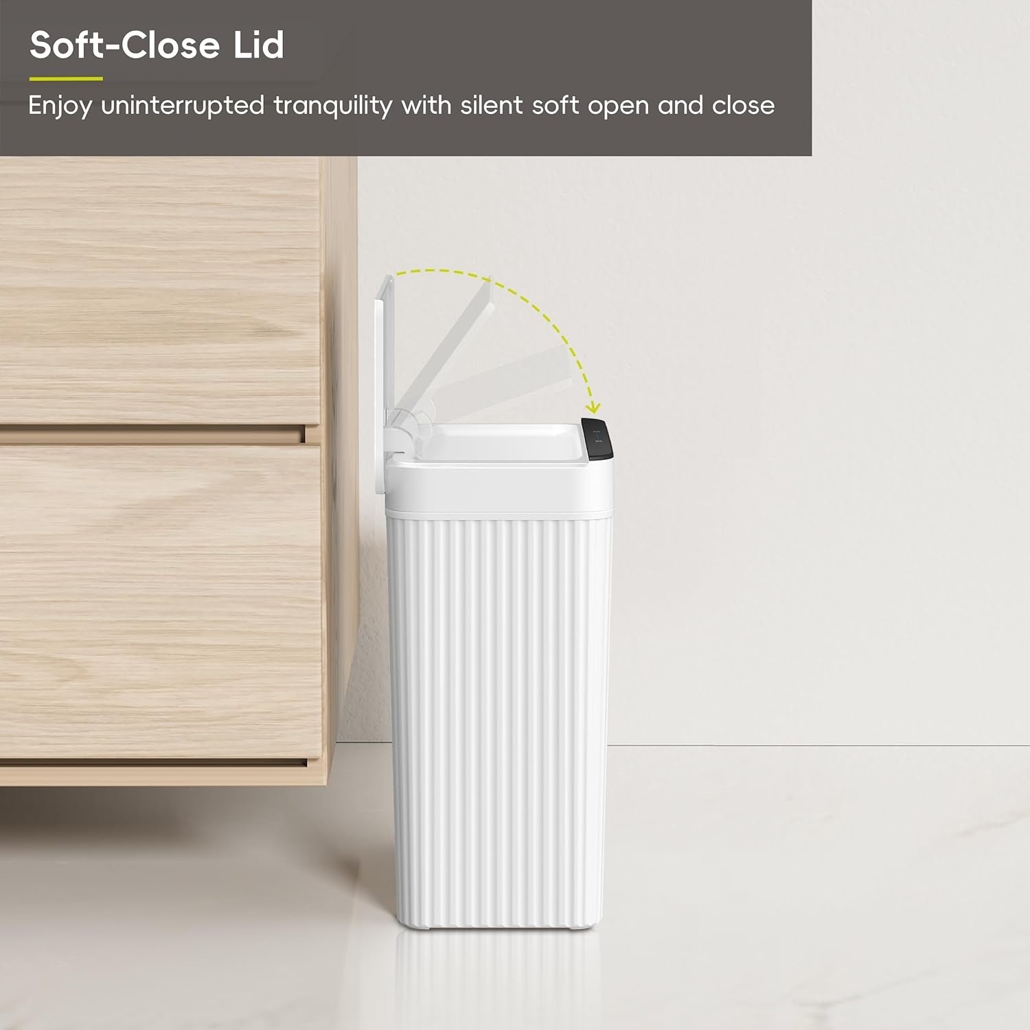 10L Slim Touchless Bathroom Bin Motion Sensor Waterproof White