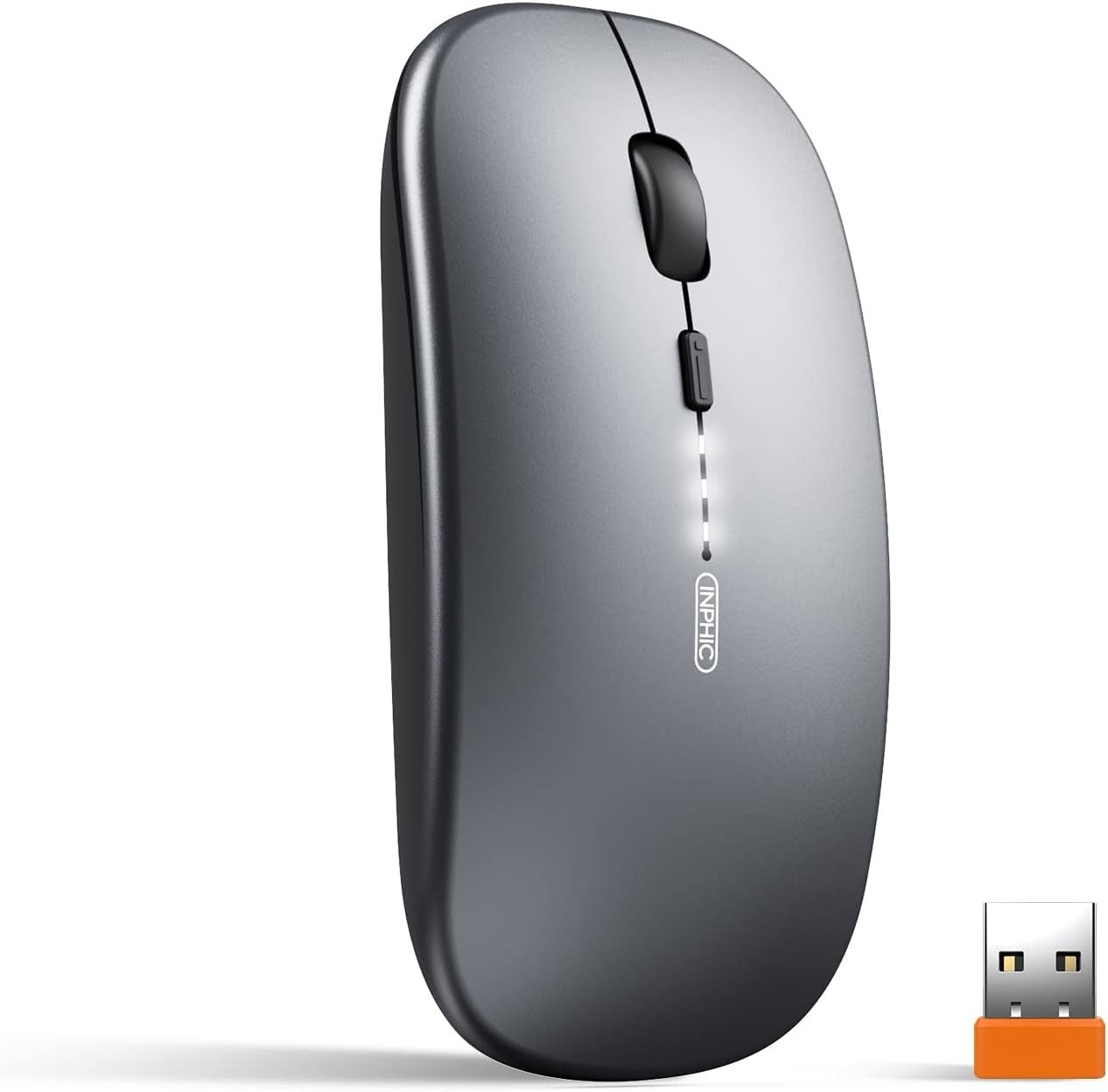 Slim Rechargeable Wireless Mouse Silent Click 2.4G USB Laptop PC Portable