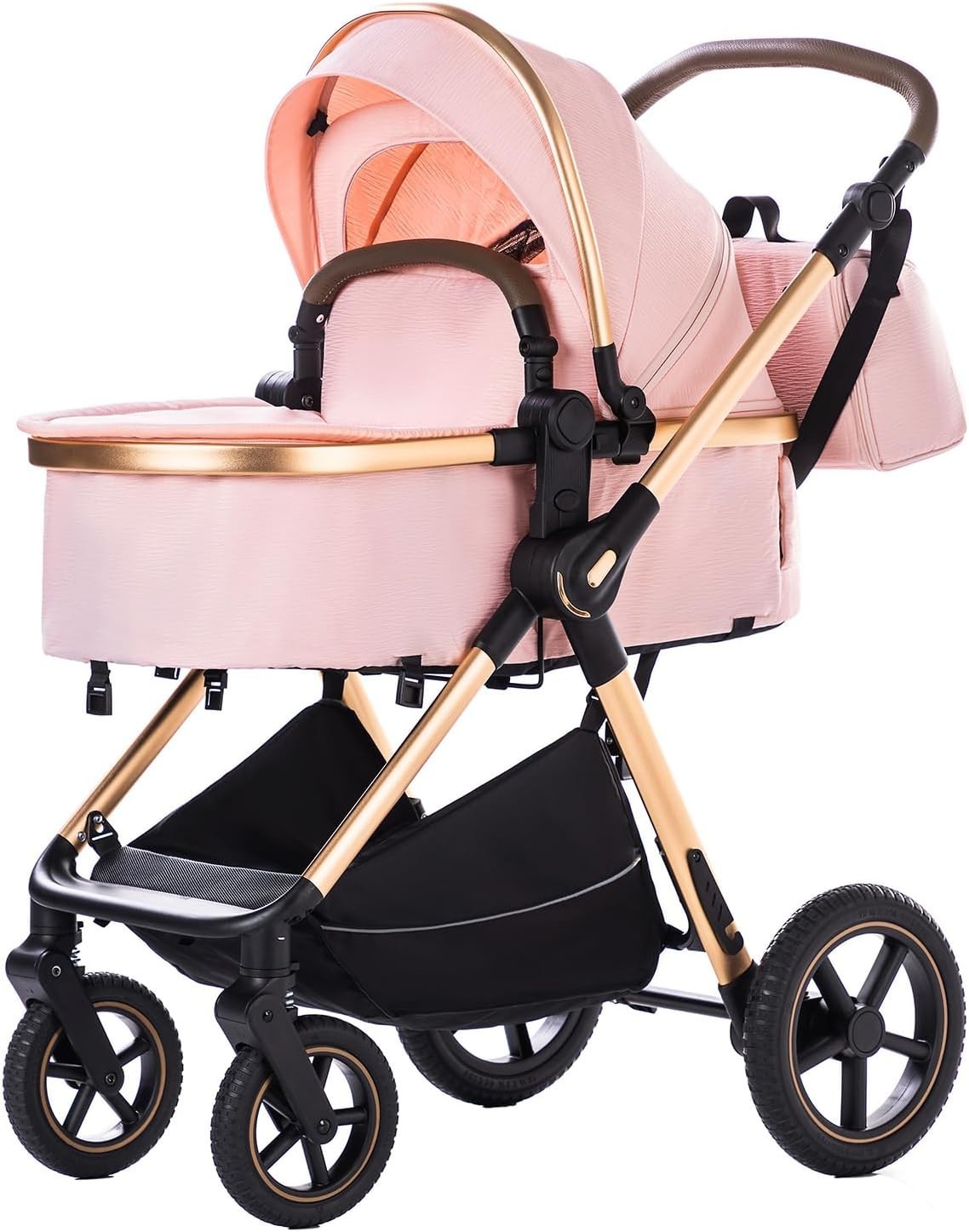 Pink 3in1 Baby Pram Travel Pushchair System Adjustable Handle Foldable 22kg