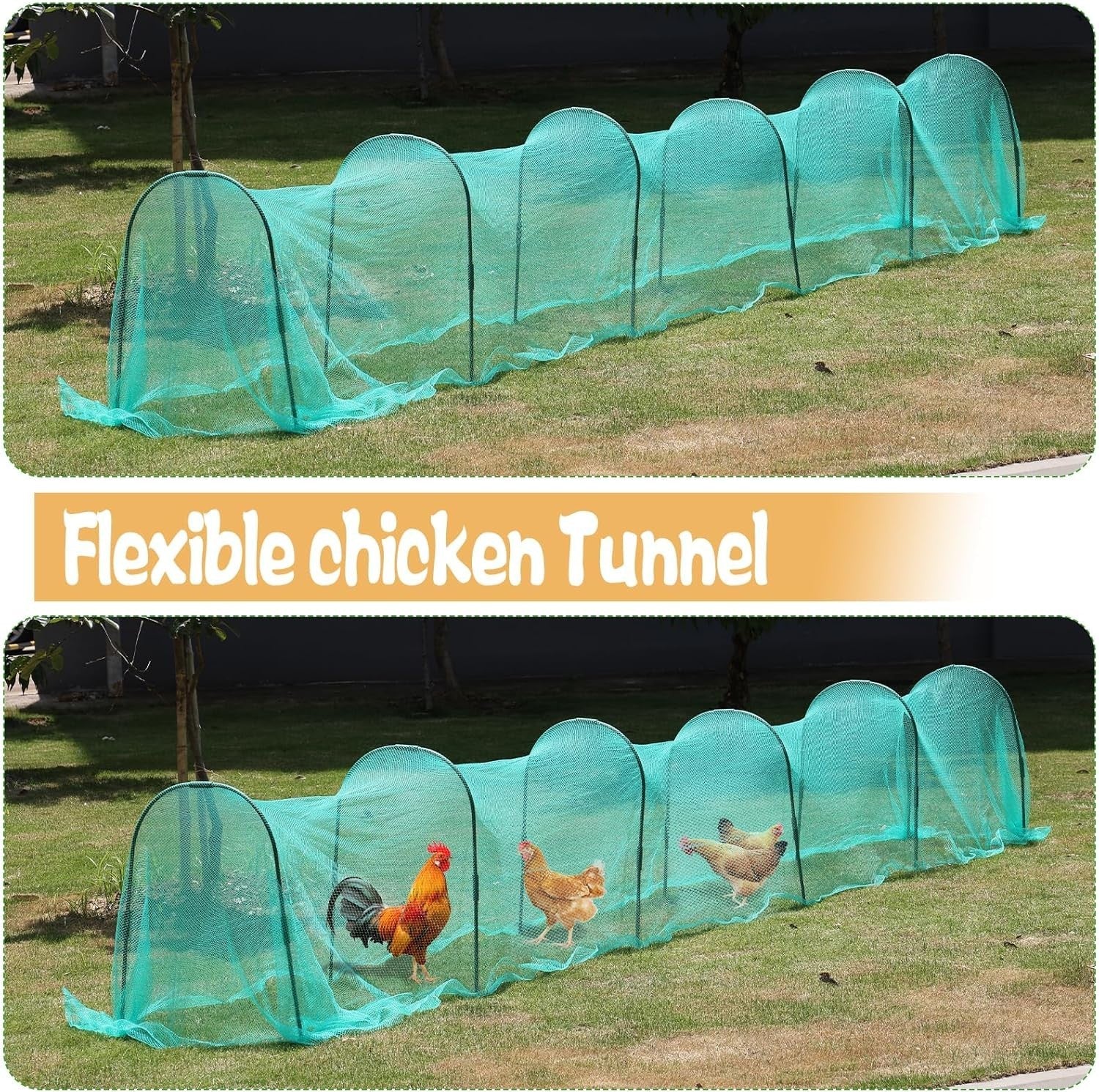 2.8x19.6FT Portable Chicken Tunnel Run Garden Fence Kit