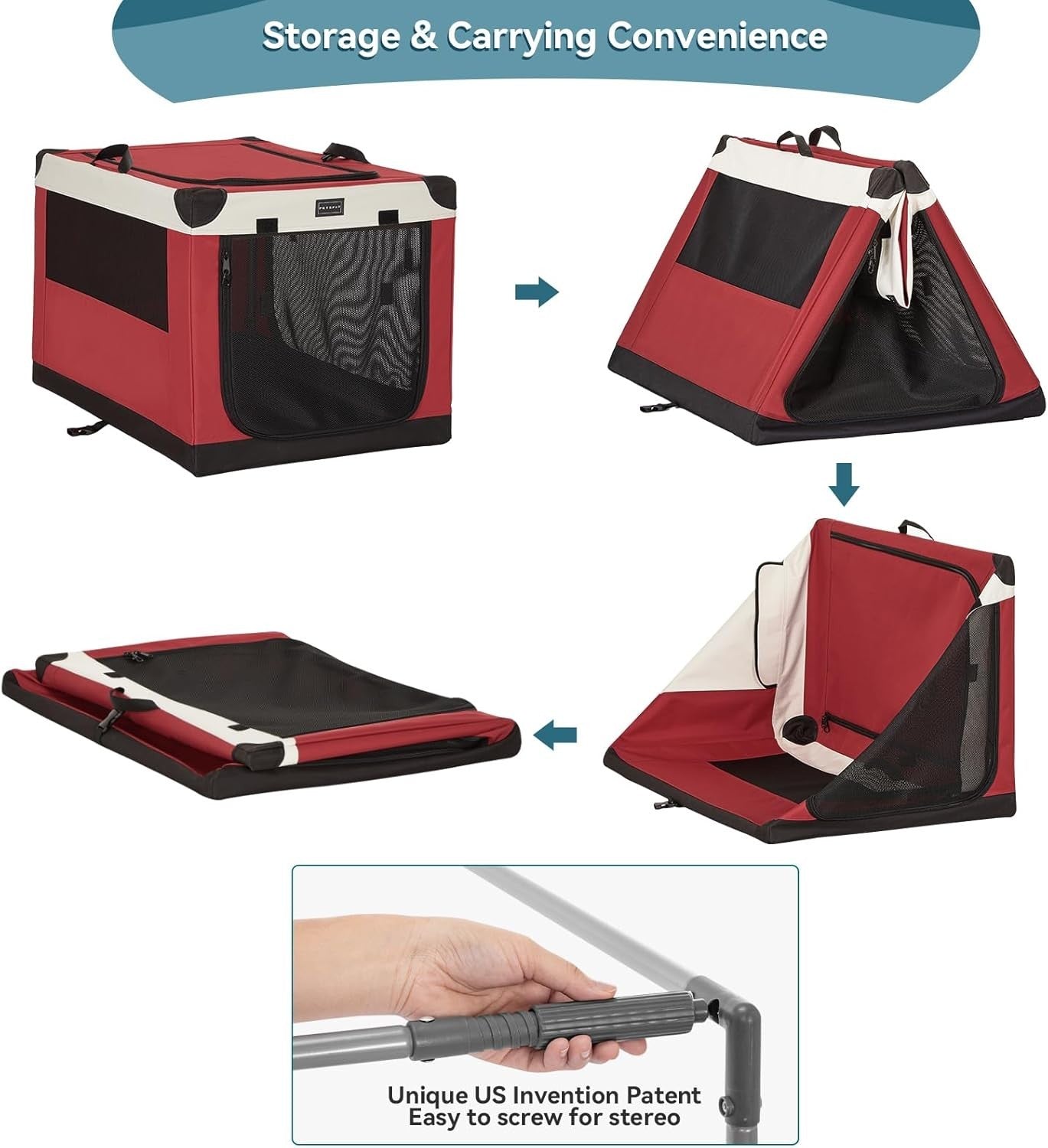 Pop Up Soft Dog Crate Red – Foldable Travel Kennel for Medium & Large Pets