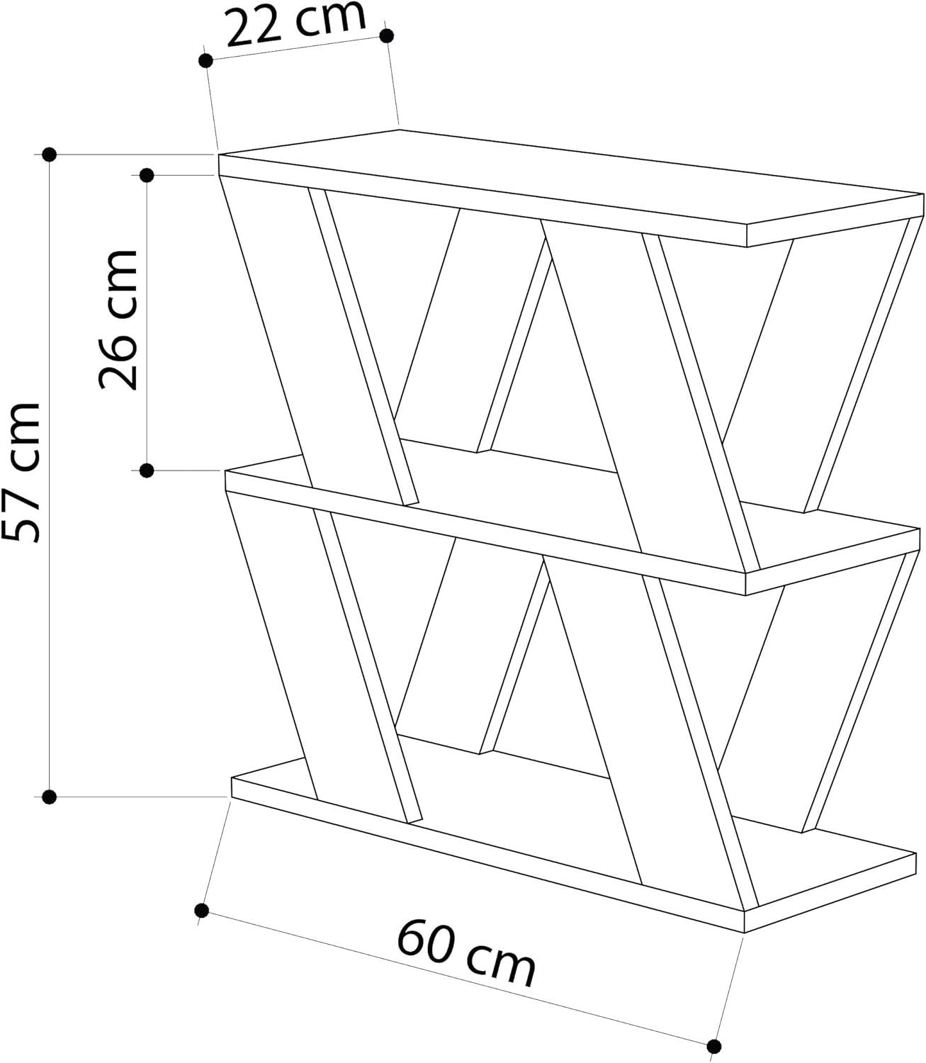 White Slim Side Table with Storage | 2 Tier Narrow Shelf Unit 60cm