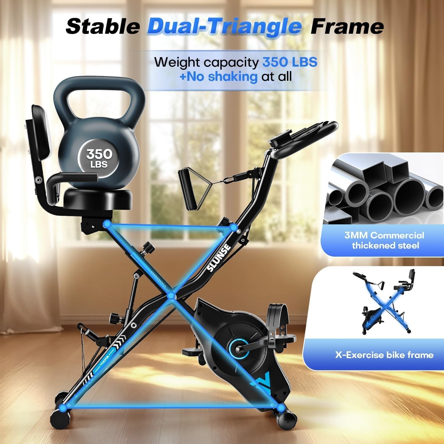 5-in-1 Folding Magnetic Exercise Bike w/ 16 Levels, LCD Monitor & 350lb Capacity
