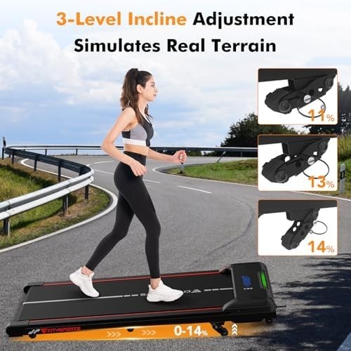 Portable Under Desk Walking Treadmill 0-14% Incline 6KM/H Home Office Gym