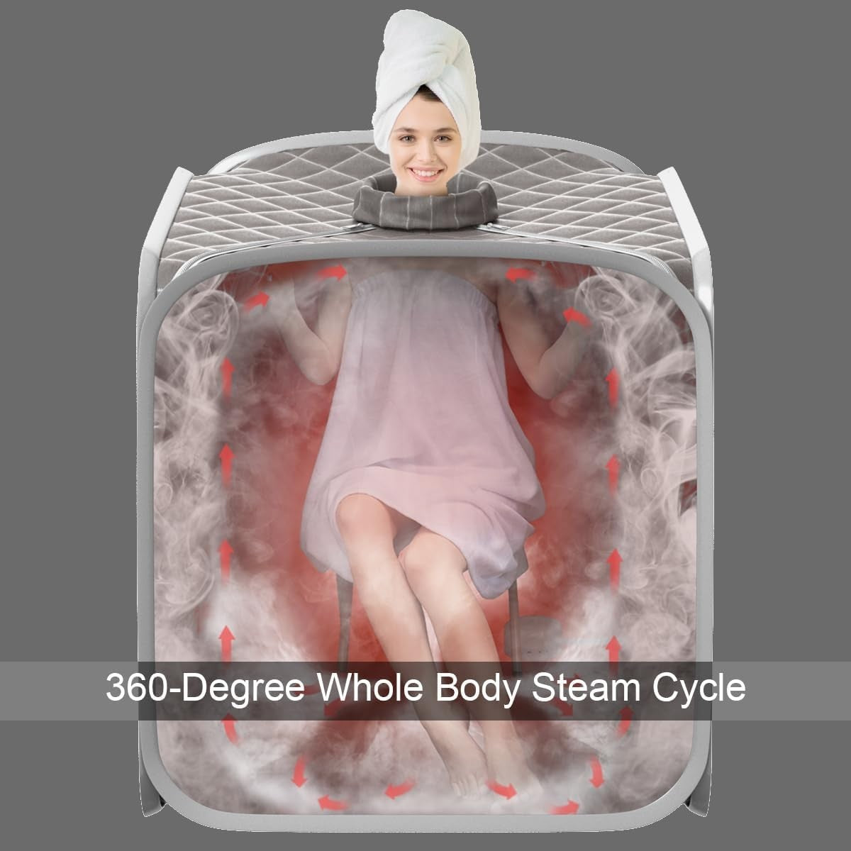 Portable Steam Sauna Tent Grey Home Spa 1000W Fast Heat Remote Chair Foot Roller