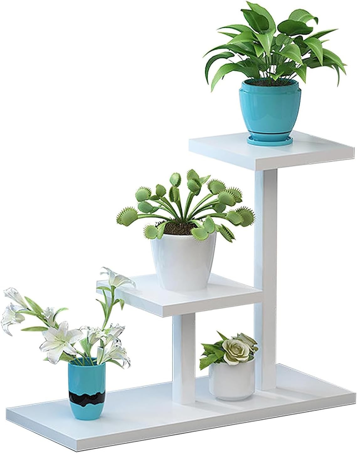 3 Tier White Metal Plant Stand Indoor Outdoor Corner Flower Rack Pot Display