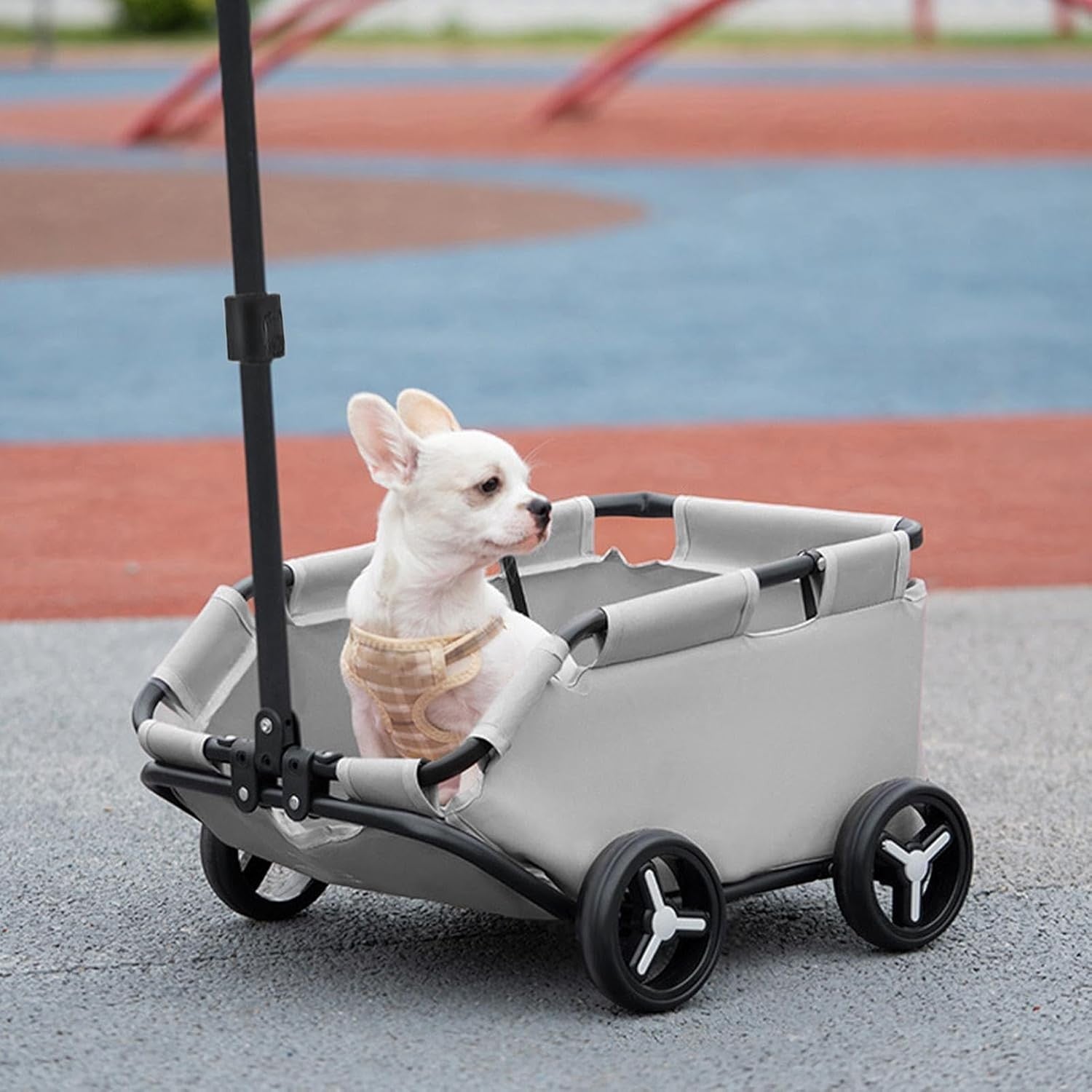 Grey Foldable Pet Wagon Stroller Dog & Cat Travel Trolley for Small Pets