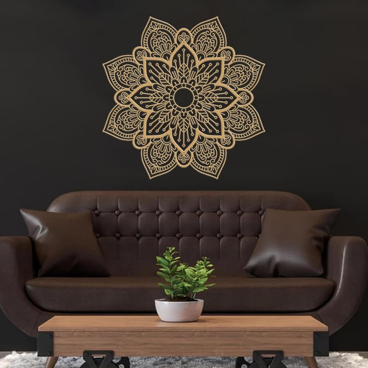 Gold Mandala Metal Wall Art 76x76cm 3D Floral