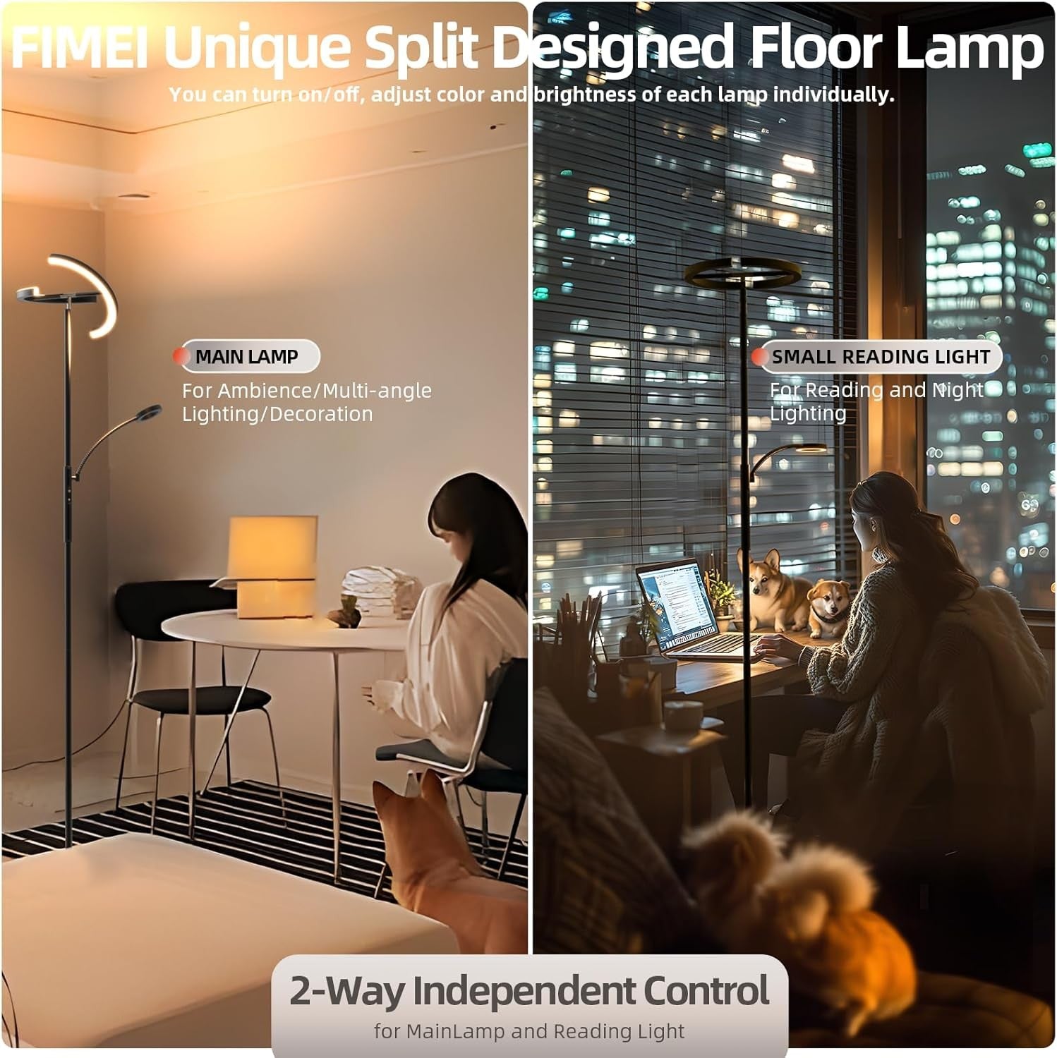 Dimmable Uplighter Floor Lamp LED Reading Light Remote Touch Control