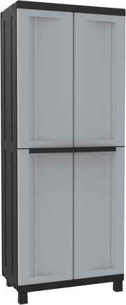 Lockable 2-Door Plastic Storage Cabinet with 3 Adjustable Shelves – 68x39x170cm