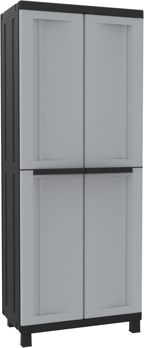 Lockable 2-Door Plastic Storage Cabinet with 3 Adjustable Shelves – 68x39x170cm