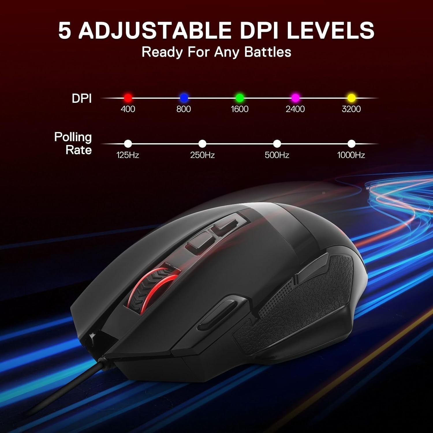 Wireless Gaming Mouse 4000DPI RGB 7 Buttons Bluetooth USB PC Laptop