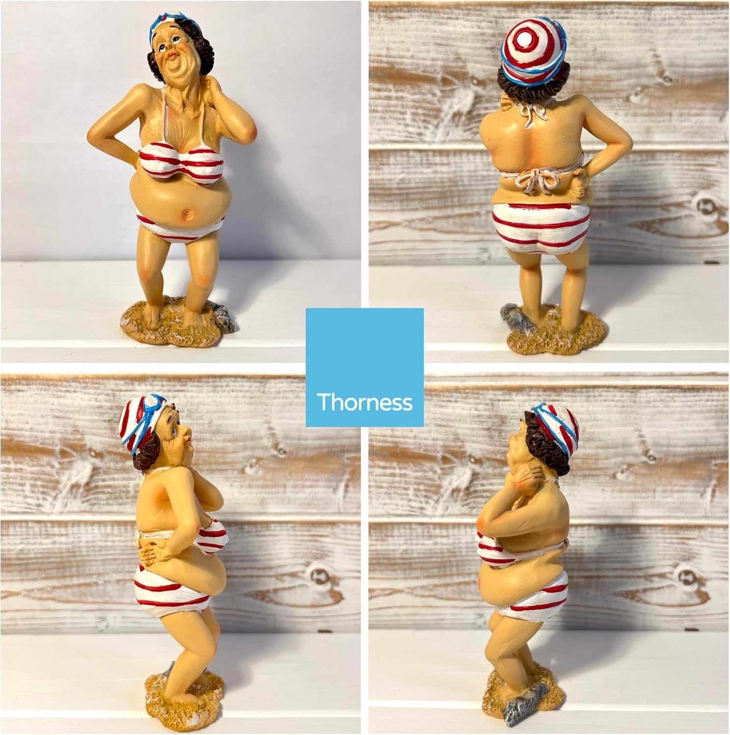 Funny Beach Lady Figurine | 15cm Swimmer Ornament | Bathroom Seaside Decor Gift