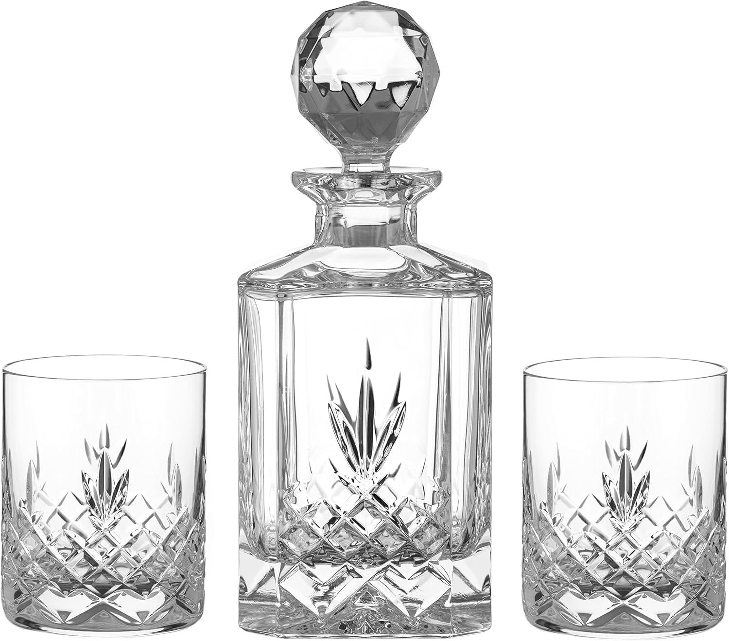 Crystal Whiskey Decanter Set 800ml with 2 Tumblers Luxury Gift Box Set
