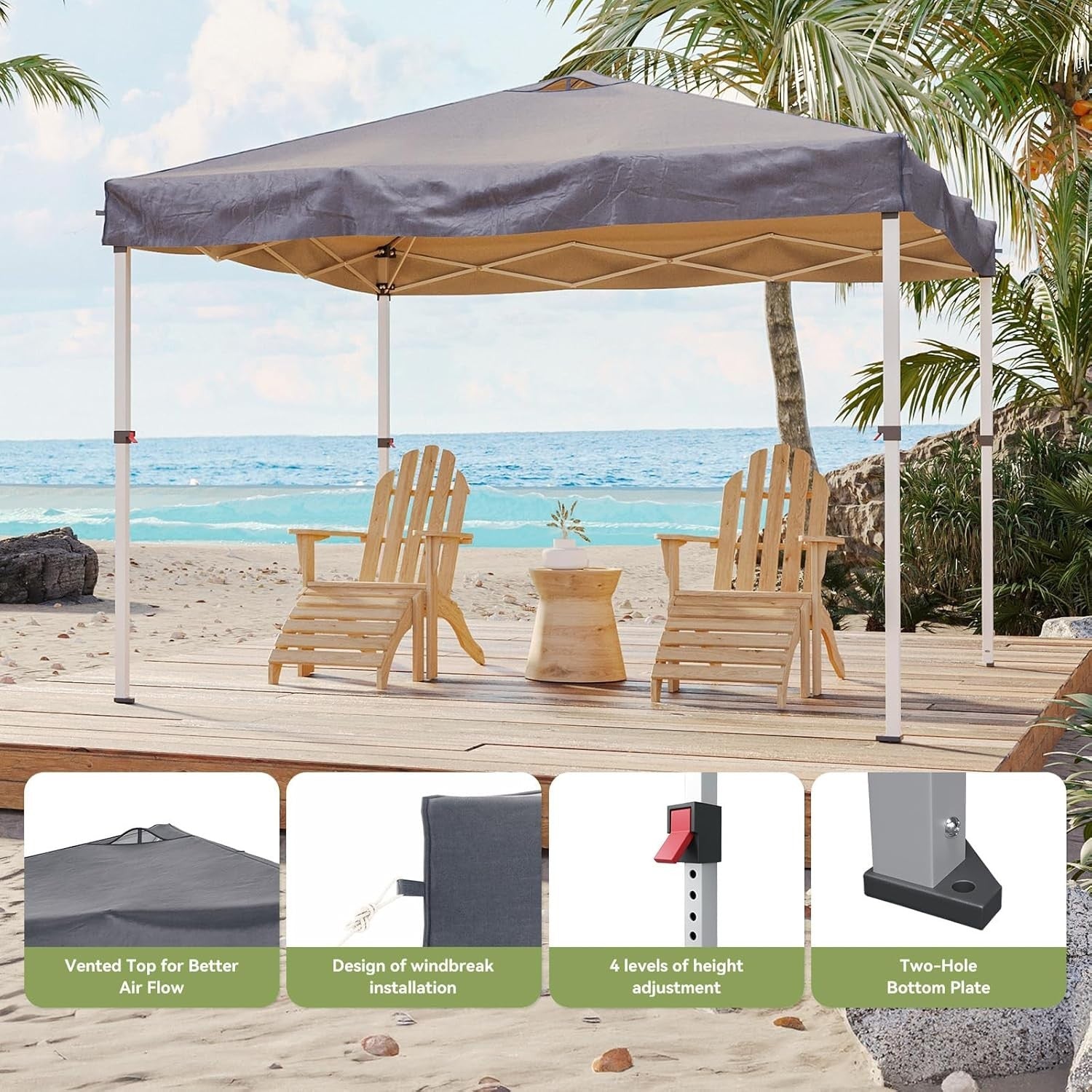 3x3M Grey Pop Up Gazebo Waterproof Garden Party Tent With Sandbags & Carry Bag