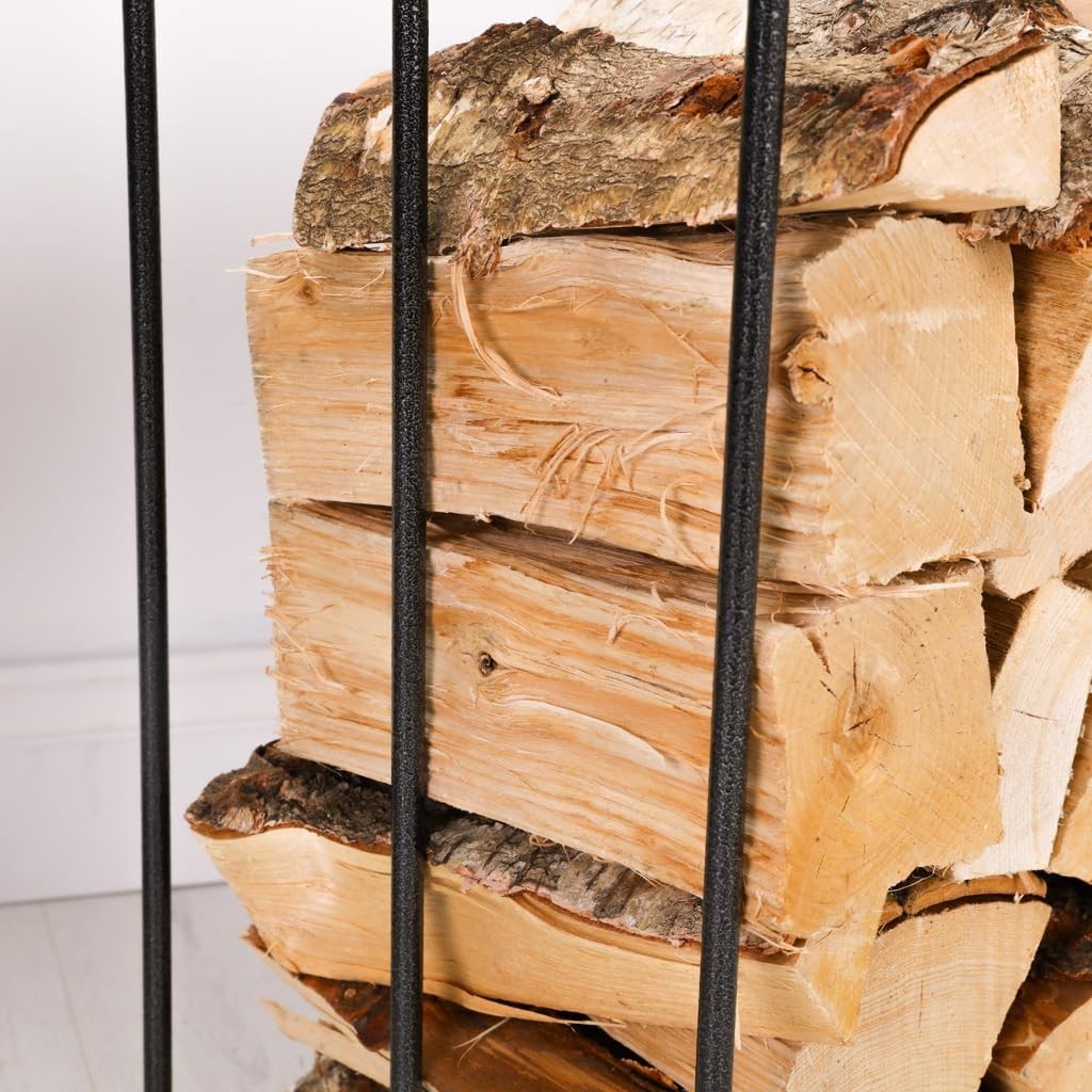Heavy Duty Firewood Log Holder Rack, Matte Black Steel, 85cm High