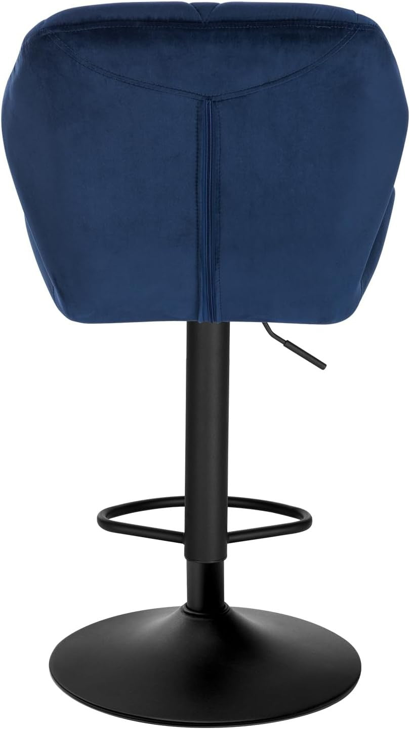 Blue Velvet Adjustable Swivel Bar Stool with Back Kitchen Island
