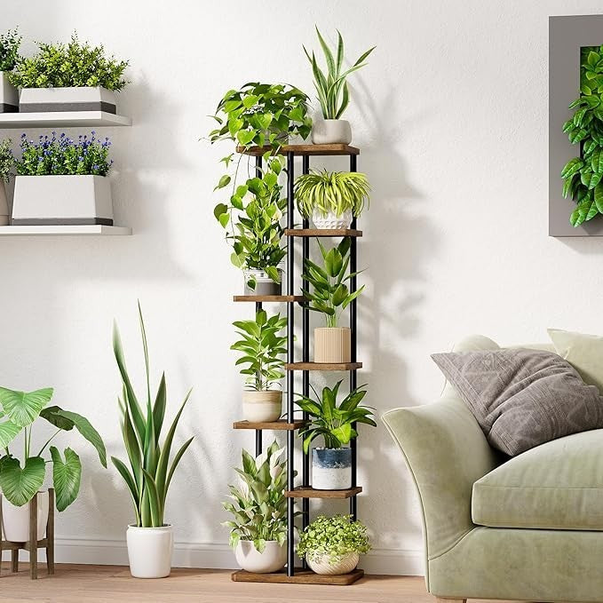 7 Tier Tall Metal Plant Stand Indoor Outdoor Corner Shelf Display Rack