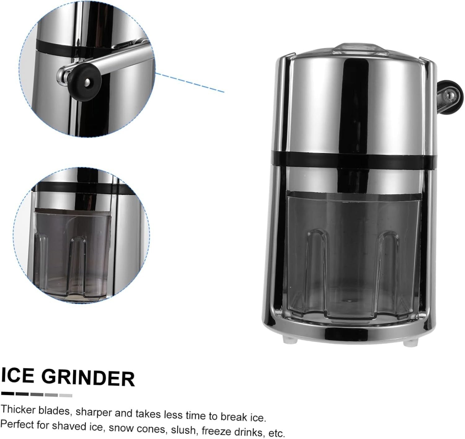 Manual Ice Shaver Snow Cone Maker Slush Crusher Portable Stainless Steel