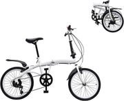 20” Folding Bike 6-Speed Lightweight Steel Frame Adjustable Height Kids Adult