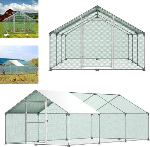 XXXL Walk In Chicken Run Galvanised Steel Outdoor Pet Enclosure Roof