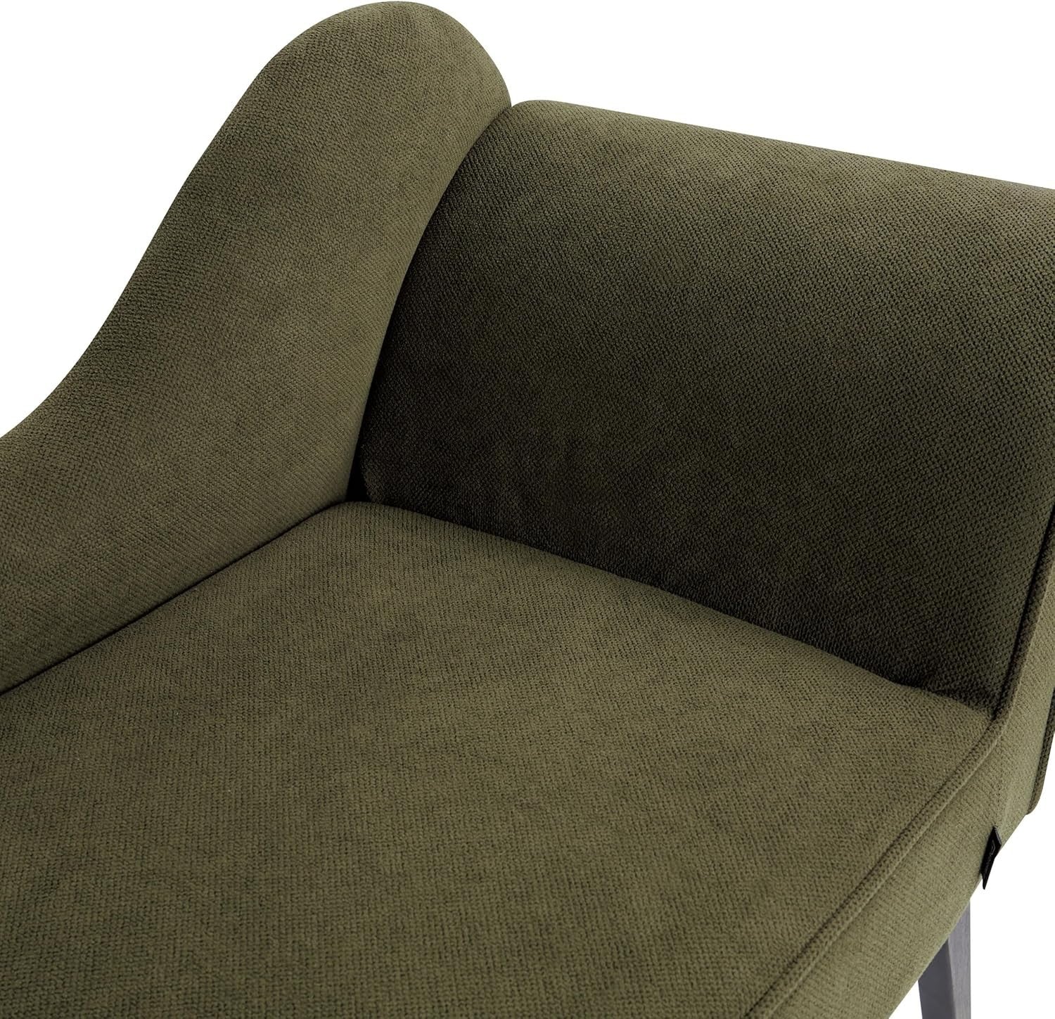 Vintage Right Hand Olive Green Fabric Chaise Lounge Retro Soft Upholstery