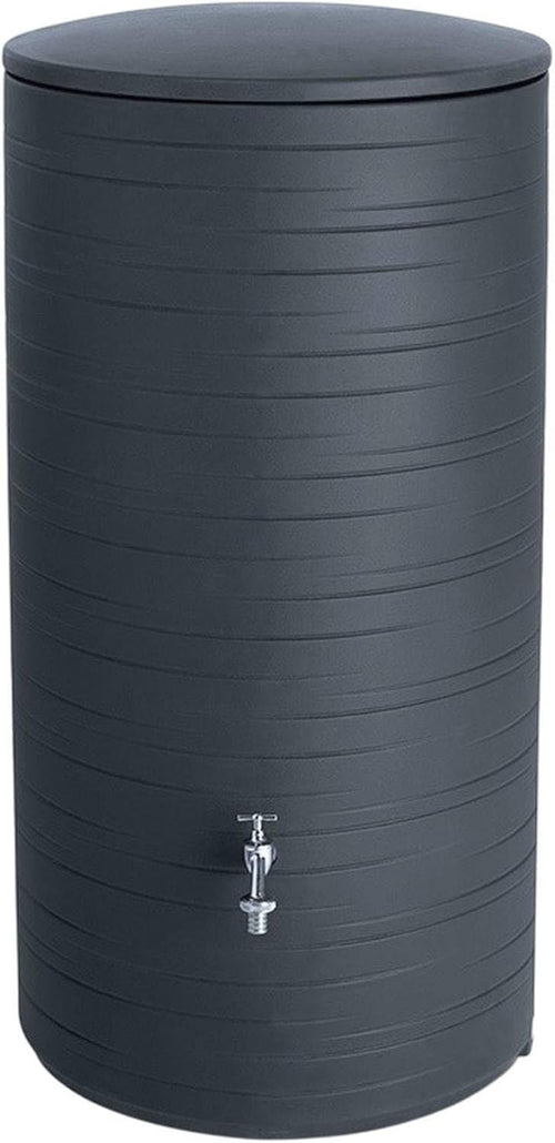 285L Rain Barrel with Child-Safe Lid & Brass Tap, Anthracite, Durable