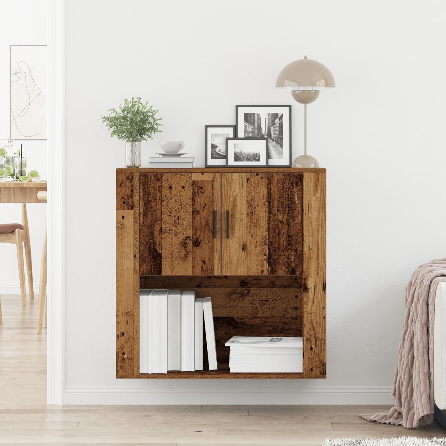 Rustic Reclaimed Wood Cabinet 2-Door Storage Unit for Bedroom & Living Room