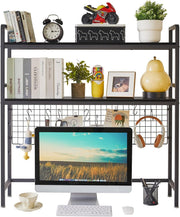 37" Black Desk Hutch – 2-Tier Adjustable Desktop Shelf & Monitor Riser