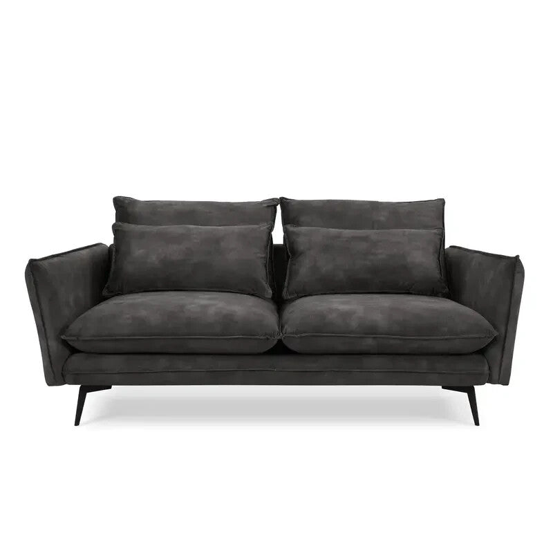 Luxury 2 Seater Velvet Sofa Steel Grey | Modern Comfy Couch with Metal Legs