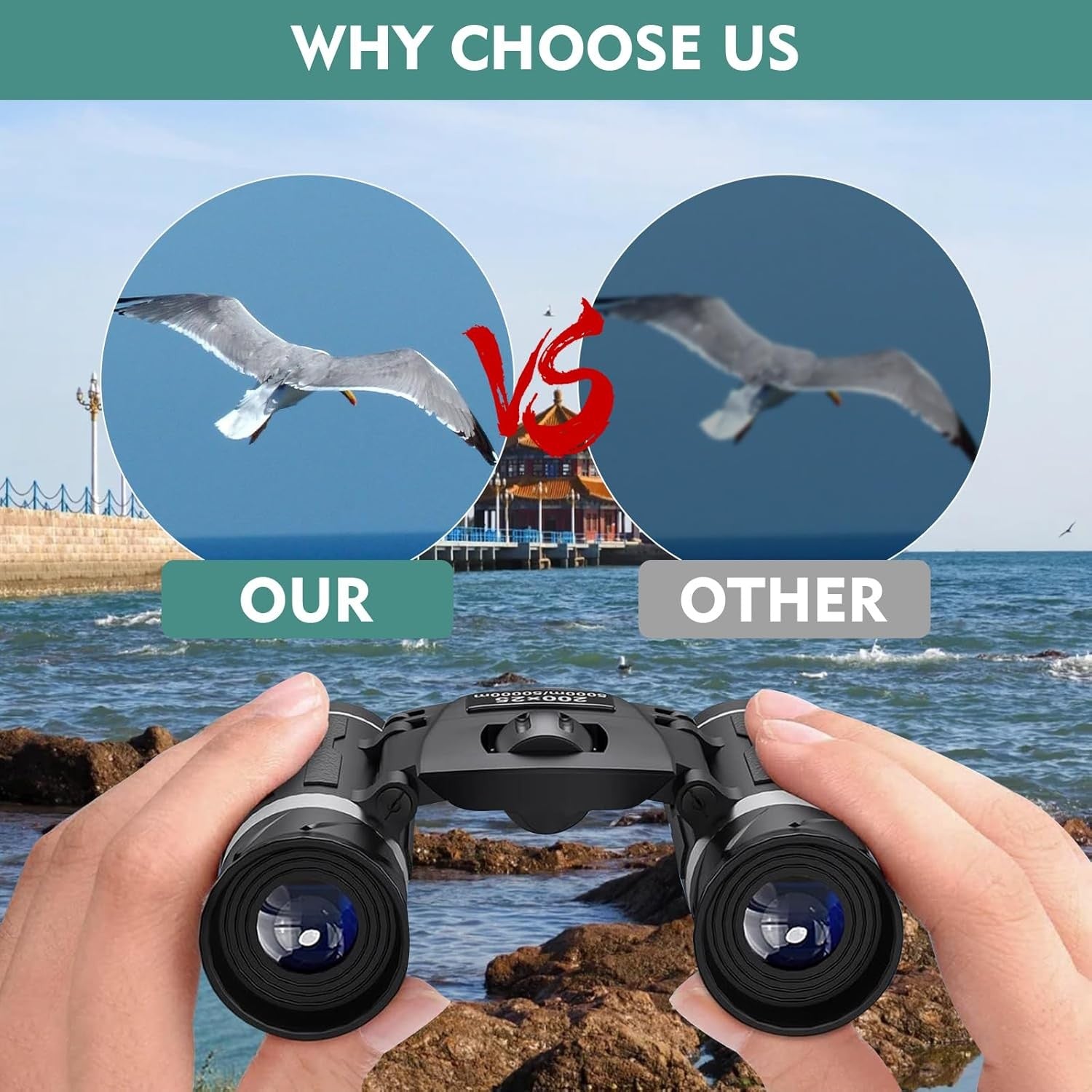 200x25 Compact Mini Binoculars HD Long-Range Travel Birdwatching Sports Optics