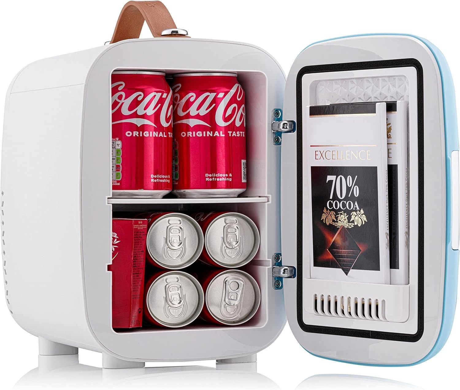 4L Mini Fridge USB & AC Powered Blue Portable Cooler Small