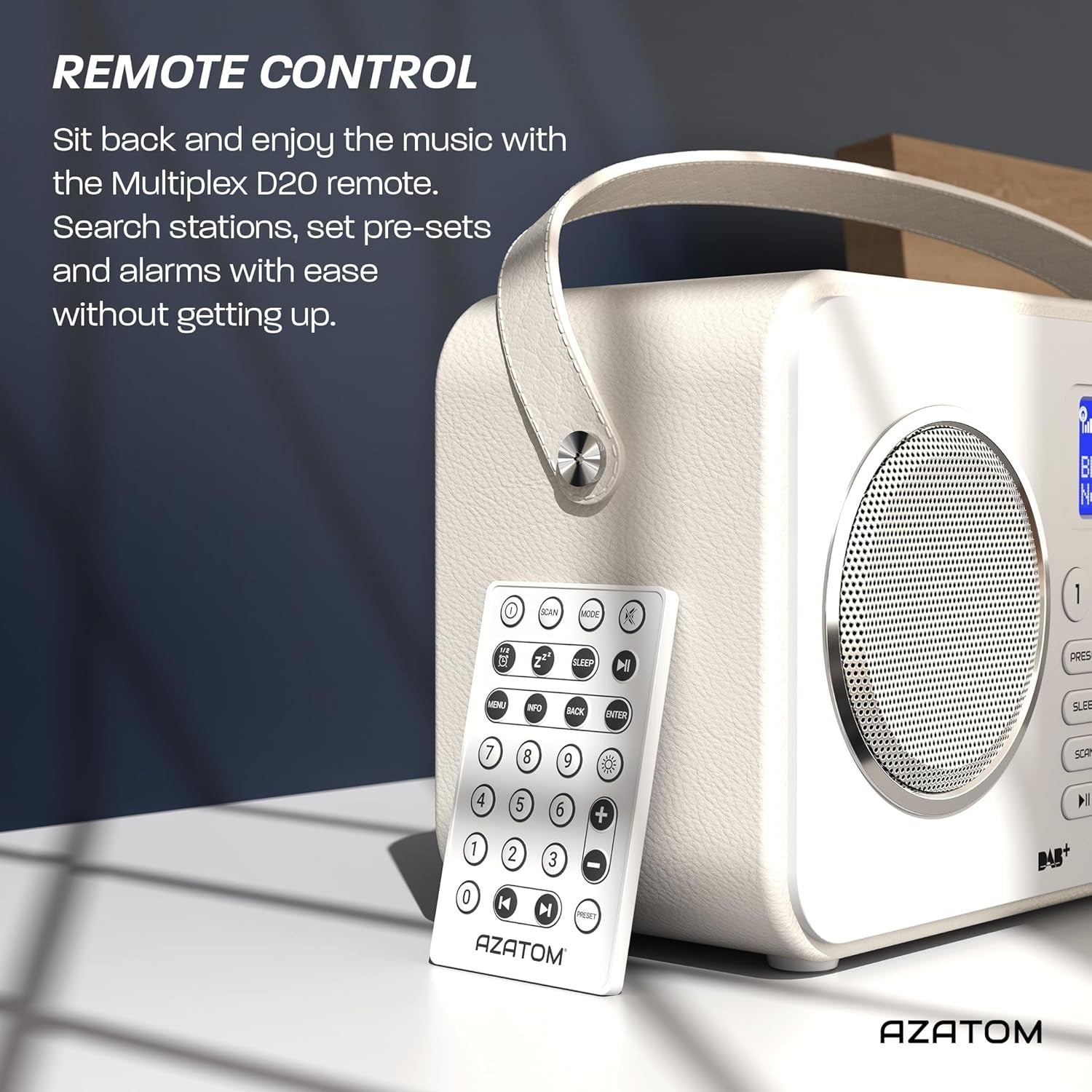 White DAB DAB+ FM Bluetooth Portable Radio Remote Dual Alarm Rechargeable