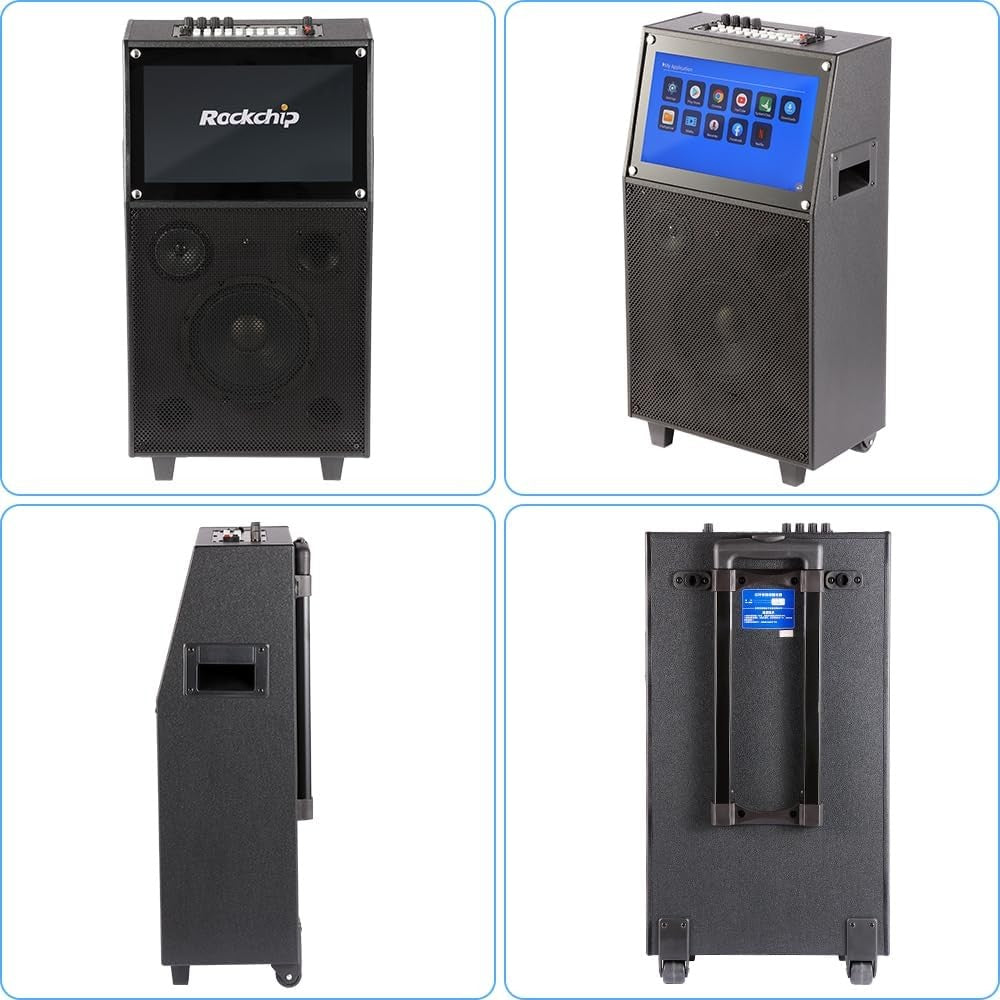 Touch Screen Karaoke Machine WiFi Bluetooth Speaker with Mic Black