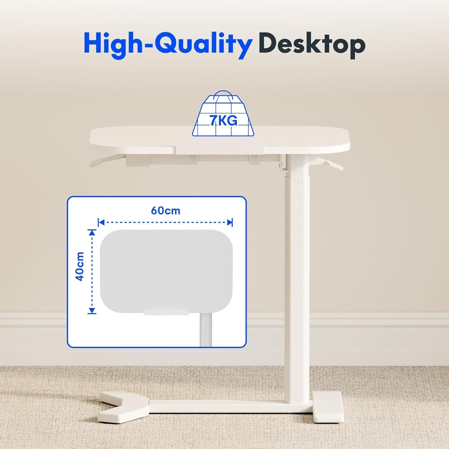 Standing Desk Adjustable Overbed Table Sit Stand Laptop Desk 60x40cm