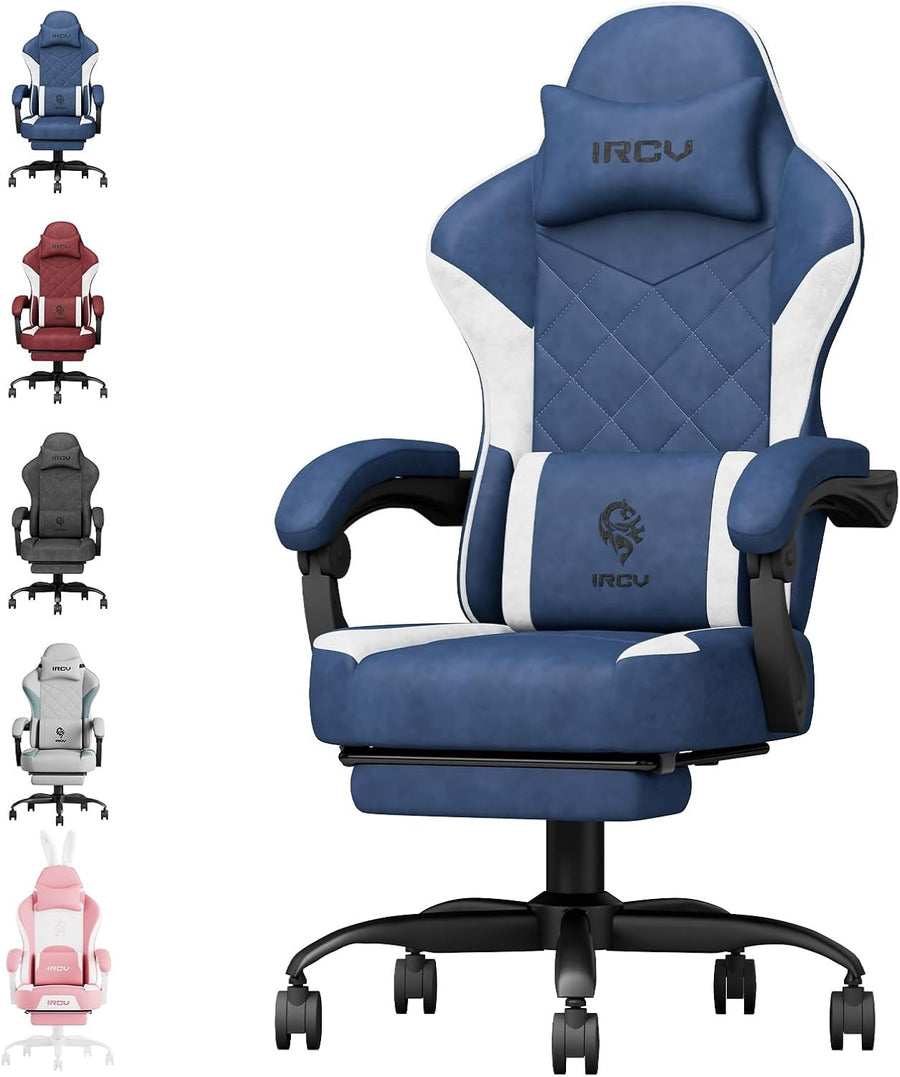 High Back Gaming Chair w/ Footrest 350lbs Fabric Office Seat