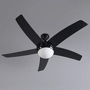 Qazqa Cool 52" Ceiling Fan with Light, Black, 5-Blade, Remote
