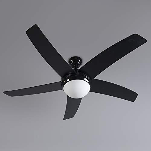 Qazqa Cool 52" Ceiling Fan with Light, Black, 5-Blade, Remote