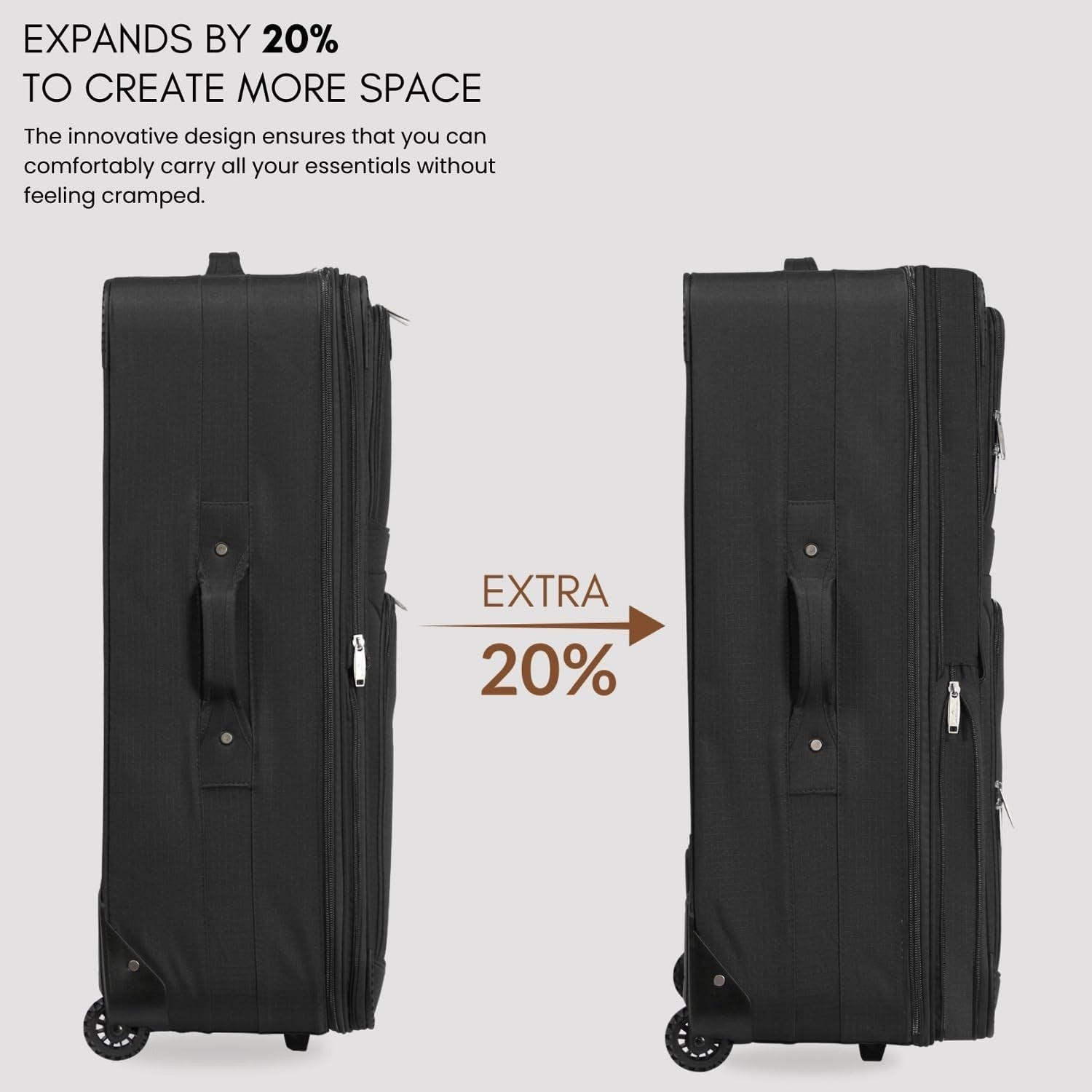 29” Large Expandable Soft Suitcase Lightweight 2 Wheel Check In Luggage 92L