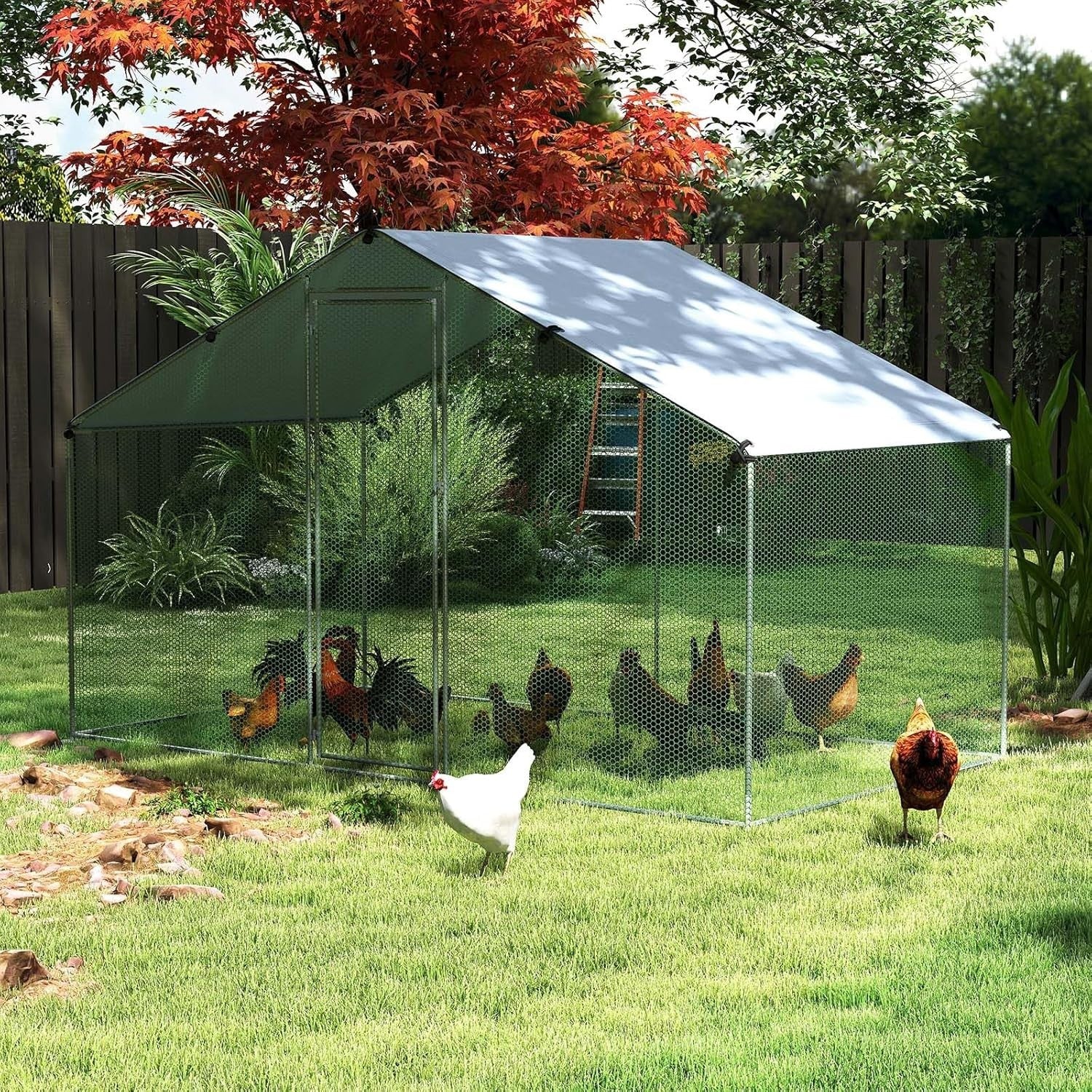 Walk In Poultry Run Galvanised Steel Enclosure with Waterproof Roof