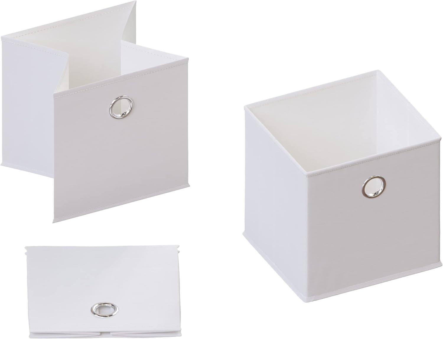 Modern 6 Cube Staircase Storage Shelf Grey Unit + 3 White Baskets – Home Organiz